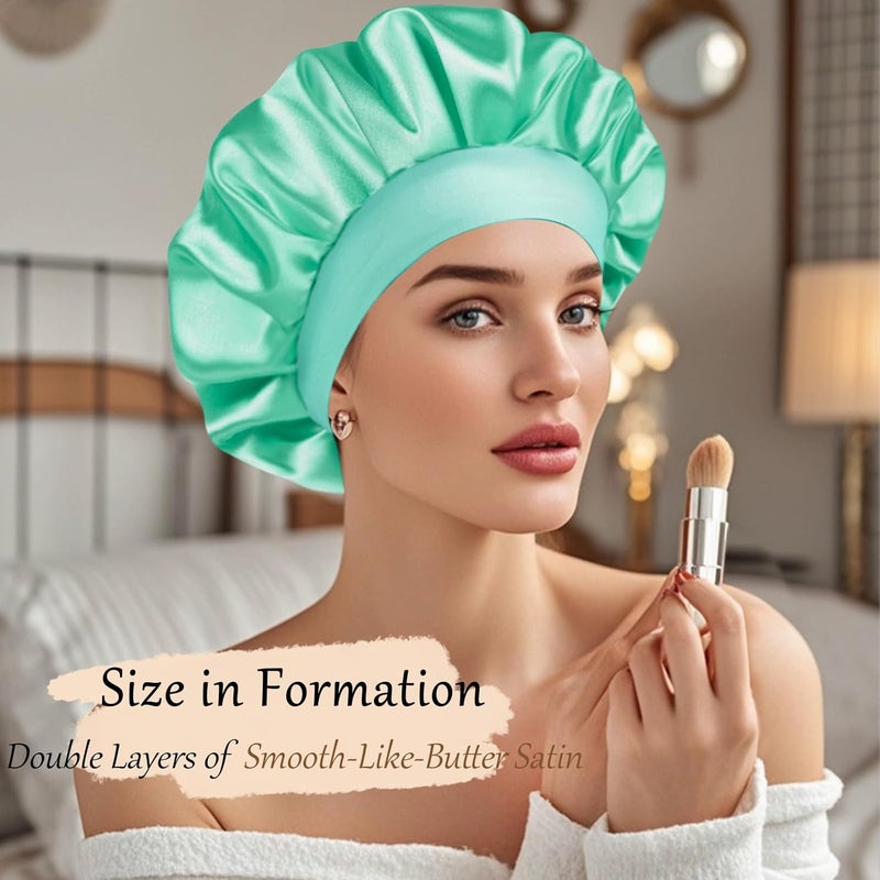 Doitory Store Satin Silk Bonnet for Sleeping, Soft Satin Lined Hair Bonnet for Women, Double Layer Sleep Nightcap - Image 4